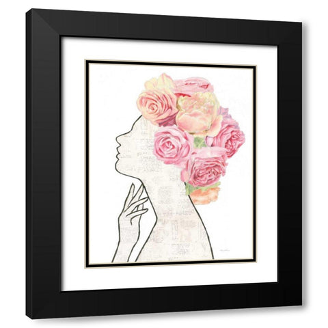 She Dreams of Roses II Black Modern Wood Framed Art Print with Double Matting by Adams, Emily