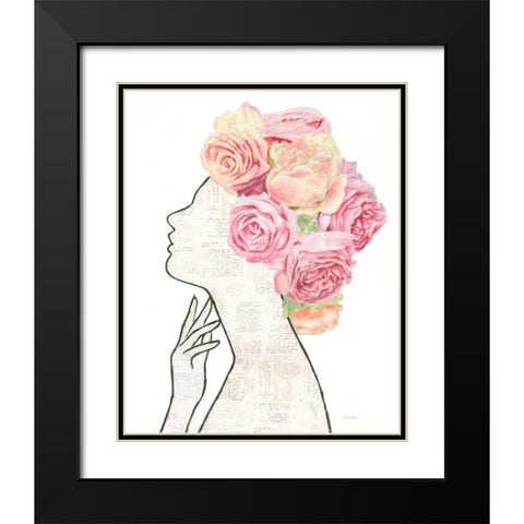 She Dreams of Roses II Black Modern Wood Framed Art Print with Double Matting by Adams, Emily