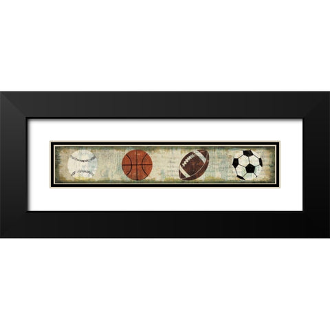 Ball Four Panel Black Modern Wood Framed Art Print with Double Matting by Mullan, Michael