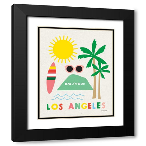 City Fun Los Angeles Black Modern Wood Framed Art Print with Double Matting by Kelle, Ann