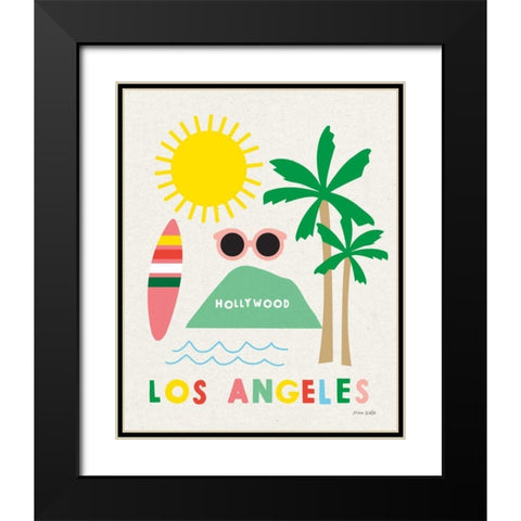 City Fun Los Angeles Black Modern Wood Framed Art Print with Double Matting by Kelle, Ann