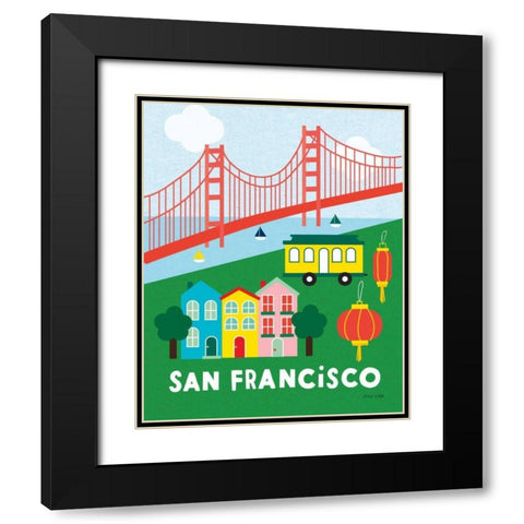 City Fun San Francisco Black Modern Wood Framed Art Print with Double Matting by Kelle, Ann