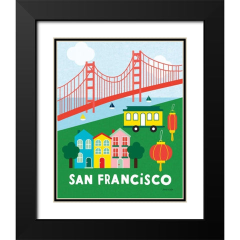 City Fun San Francisco Black Modern Wood Framed Art Print with Double Matting by Kelle, Ann