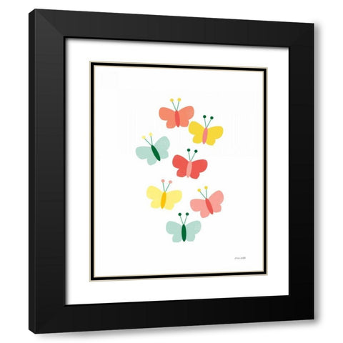 Butterfly Friends Black Modern Wood Framed Art Print with Double Matting by Kelle, Ann