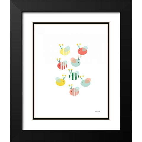 Bumblebee Friends Black Modern Wood Framed Art Print with Double Matting by Kelle, Ann