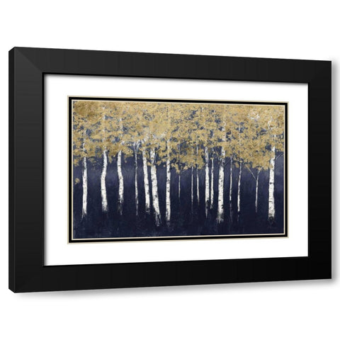 Shimmering Forest Indigo Black Modern Wood Framed Art Print with Double Matting by Wiens, James