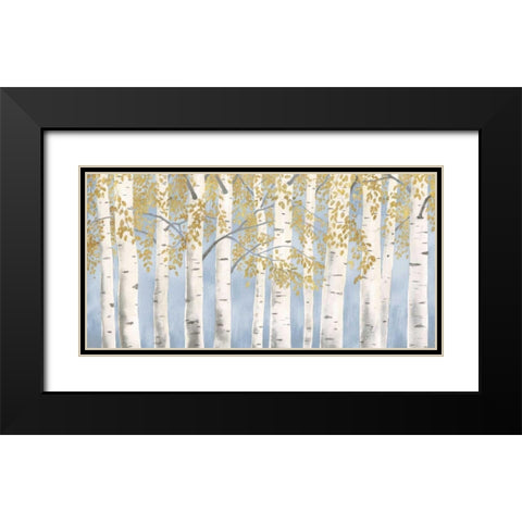 Fresh Forest Light Blue Gold Black Modern Wood Framed Art Print with Double Matting by Wiens, James