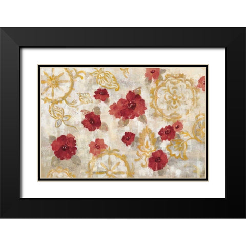 Elegant Fresco Red Gold Black Modern Wood Framed Art Print with Double Matting by Vassileva, Silvia