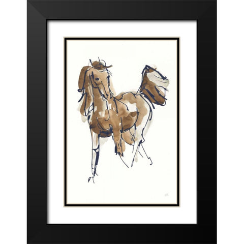 Sketchy Horse VI Navy Black Modern Wood Framed Art Print with Double Matting by Paschke, Chris