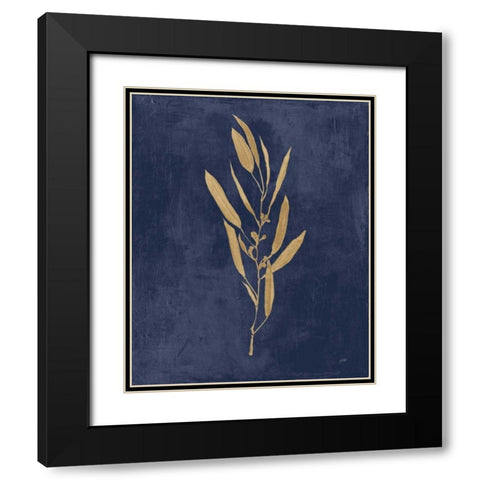 Botanical Study I Gold Navy Black Modern Wood Framed Art Print with Double Matting by Purinton, Julia