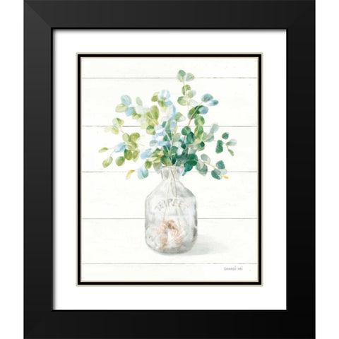 Beach Flowers IV Vase Black Modern Wood Framed Art Print with Double Matting by Nai, Danhui