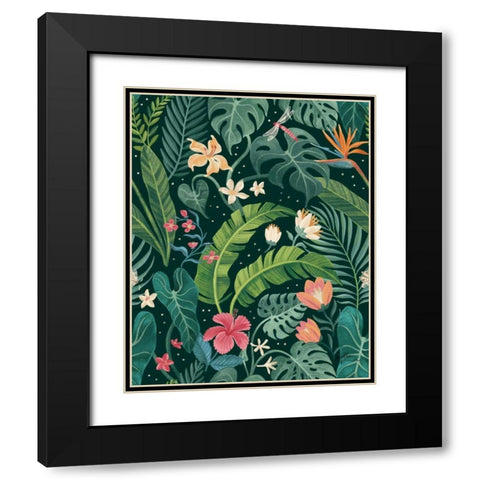 Jungle Love Pattern I Black Modern Wood Framed Art Print with Double Matting by Penner, Janelle