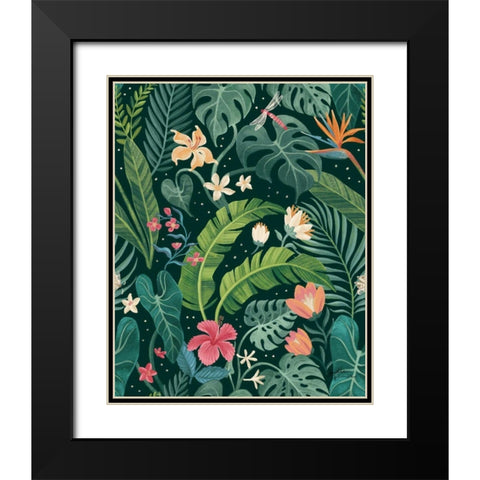 Jungle Love Pattern I Black Modern Wood Framed Art Print with Double Matting by Penner, Janelle