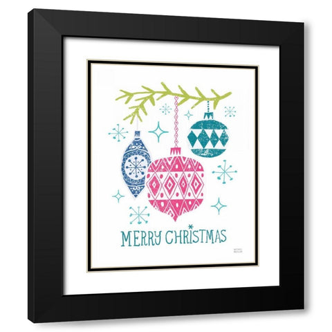 Merry Christmastime Ornament Bright Black Modern Wood Framed Art Print with Double Matting by Mullan, Michael