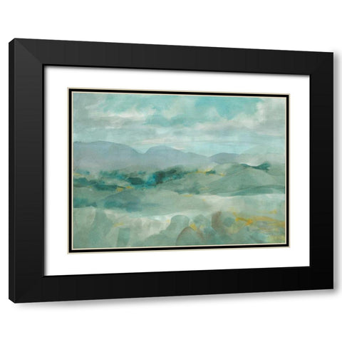 Green Mountain View Black Modern Wood Framed Art Print with Double Matting by Nai, Danhui