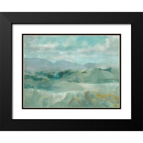 Green Mountain View Black Modern Wood Framed Art Print with Double Matting by Nai, Danhui