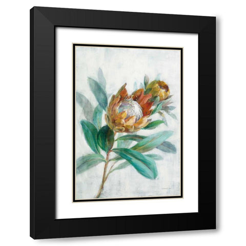 Tropical Protea Black Modern Wood Framed Art Print with Double Matting by Nai, Danhui