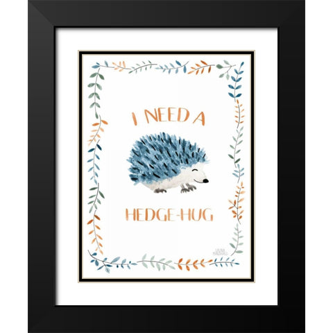 Woodland Whimsy X Hedge-Hug Black Modern Wood Framed Art Print with Double Matting by Marshall, Laura