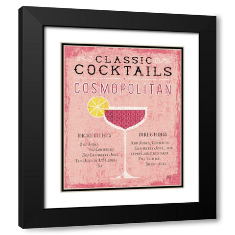 Classic Cocktails Cosmopolitan Pink Black Modern Wood Framed Art Print with Double Matting by Mullan, Michael