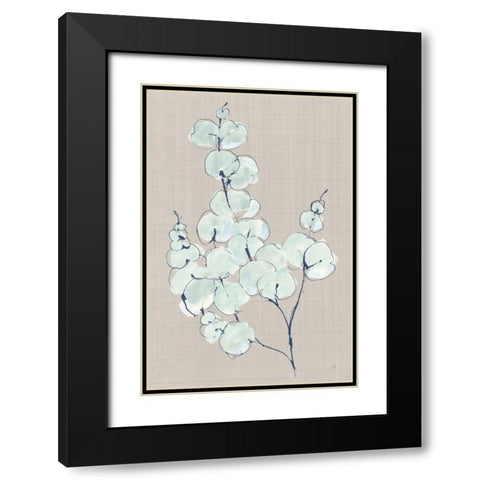 Eucalyptus Branch III Blue Gray Black Modern Wood Framed Art Print with Double Matting by Paschke, Chris