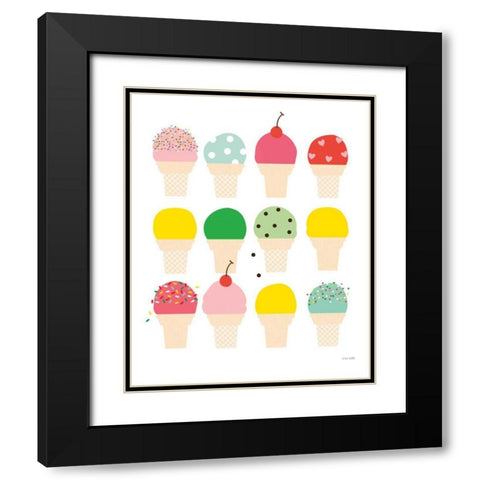 Ice Cream Fun Black Modern Wood Framed Art Print with Double Matting by Kelle, Ann