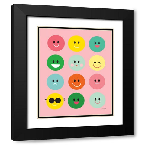Happy Circles Black Modern Wood Framed Art Print with Double Matting by Kelle, Ann