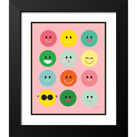 Happy Circles Black Modern Wood Framed Art Print with Double Matting by Kelle, Ann