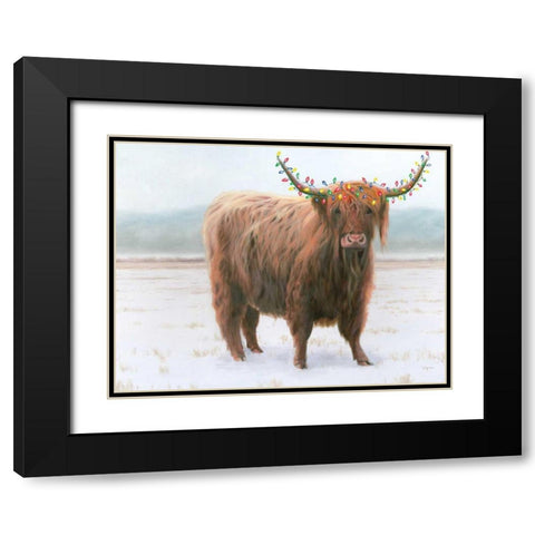 King of the Highland Fields Lights Crop Black Modern Wood Framed Art Print with Double Matting by Wiens, James