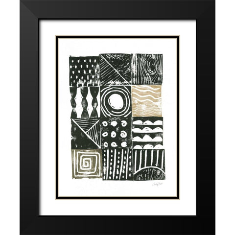 Block Print I Green Sand Black Modern Wood Framed Art Print with Double Matting by Prahl, Courtney