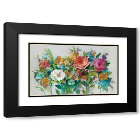 Country Florals Neutral Black Modern Wood Framed Art Print with Double Matting by Nai, Danhui