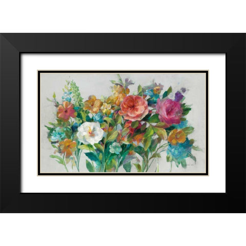 Country Florals Neutral Black Modern Wood Framed Art Print with Double Matting by Nai, Danhui