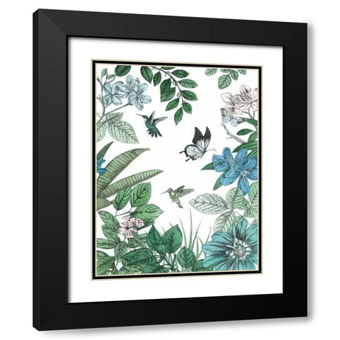 Butterflies and Flowers I Black Modern Wood Framed Art Print with Double Matting by Ilangaratne, Amelia