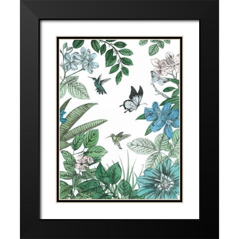 Butterflies and Flowers I Black Modern Wood Framed Art Print with Double Matting by Ilangaratne, Amelia