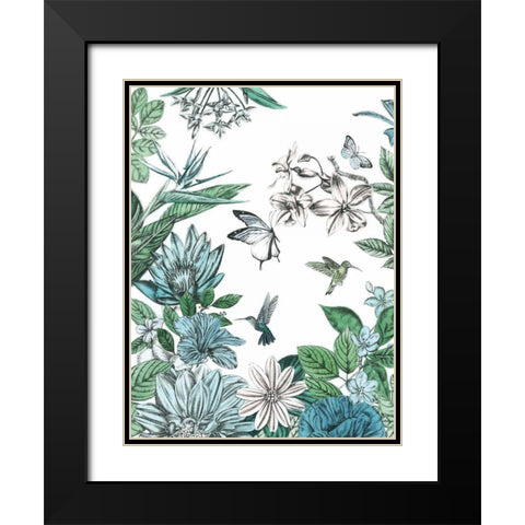 Butterflies and Flowers II Black Modern Wood Framed Art Print with Double Matting by Ilangaratne, Amelia