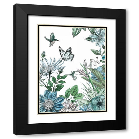 Butterflies and Flowers IV Black Modern Wood Framed Art Print with Double Matting by Ilangaratne, Amelia