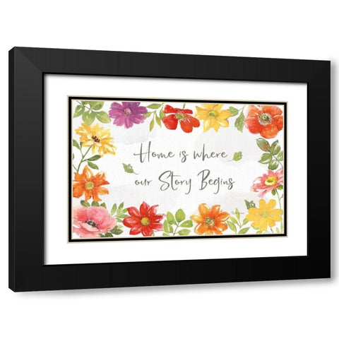 Farmhouse Floral I Black Modern Wood Framed Art Print with Double Matting by Grove, Beth