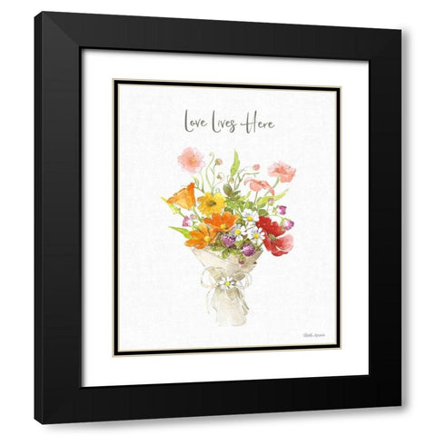 Farmhouse Floral V Black Modern Wood Framed Art Print with Double Matting by Grove, Beth