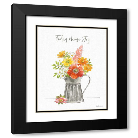 Farmhouse Floral VII Black Modern Wood Framed Art Print with Double Matting by Grove, Beth