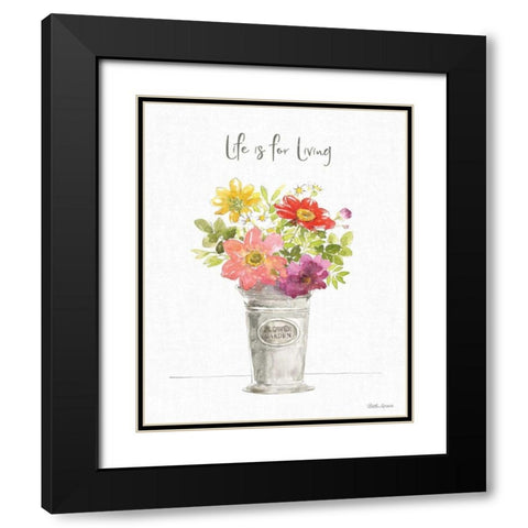 Farmhouse Floral IX Black Modern Wood Framed Art Print with Double Matting by Grove, Beth