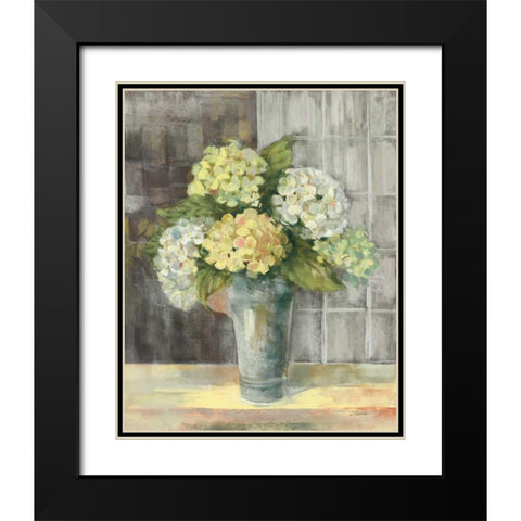 Yellow Hydrangea Gray Black Modern Wood Framed Art Print with Double Matting by Rowan, Carol