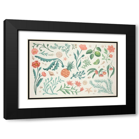 Seaside Botanical I Black Modern Wood Framed Art Print with Double Matting by Penner, Janelle