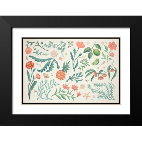 Seaside Botanical I Black Modern Wood Framed Art Print with Double Matting by Penner, Janelle