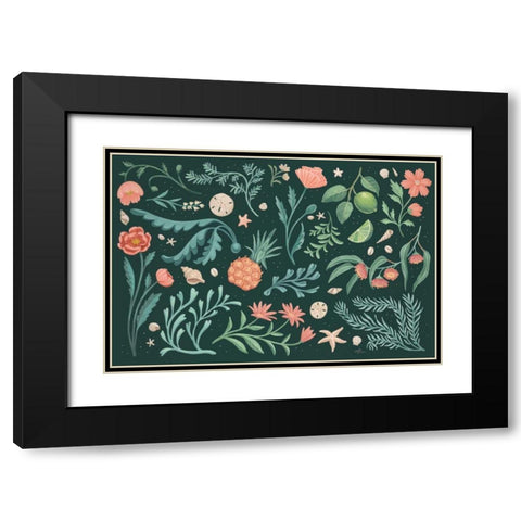 Seaside Botanical I Dark Black Modern Wood Framed Art Print with Double Matting by Penner, Janelle