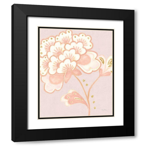 Flora Chinoiserie IV Textured Terra Black Modern Wood Framed Art Print with Double Matting by Adams, Emily