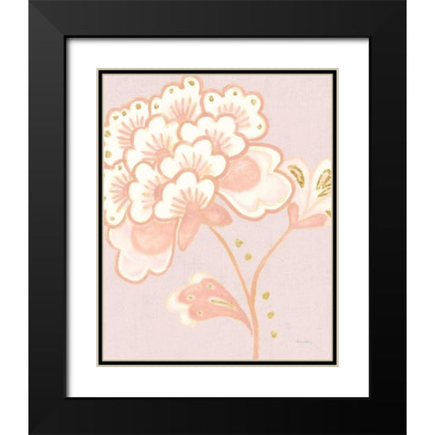 Flora Chinoiserie IV Textured Terra Black Modern Wood Framed Art Print with Double Matting by Adams, Emily