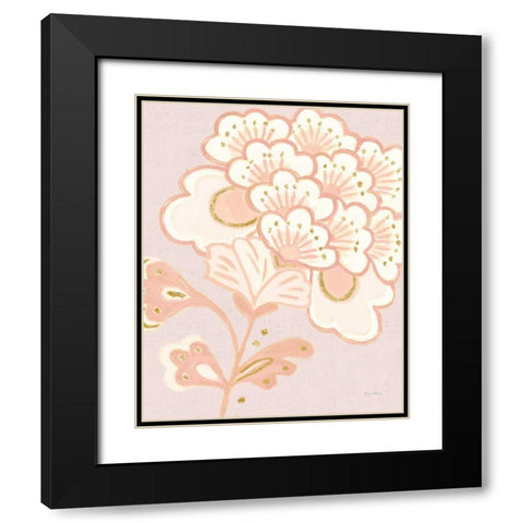 Flora Chinoiserie V Textured Terra Black Modern Wood Framed Art Print with Double Matting by Adams, Emily