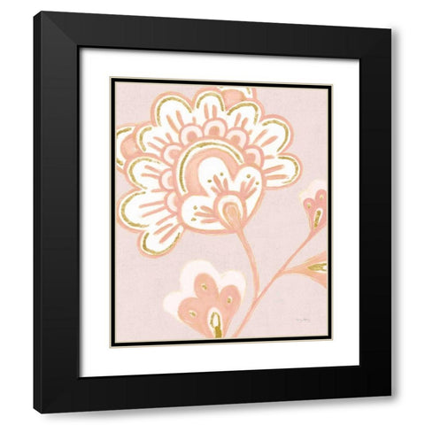 Flora Chinoiserie VI Textured Terra Black Modern Wood Framed Art Print with Double Matting by Adams, Emily