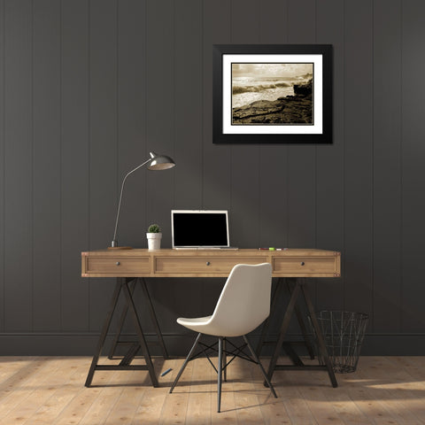 Pahoa Sea Black Modern Wood Framed Art Print with Double Matting by Goldstein, Ed