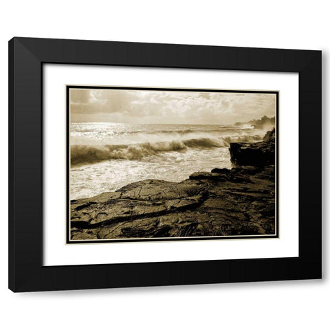 Pahoa Sea Black Modern Wood Framed Art Print with Double Matting by Goldstein, Ed