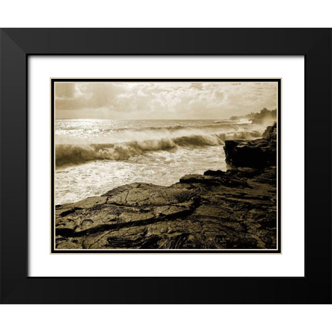 Pahoa Sea Black Modern Wood Framed Art Print with Double Matting by Goldstein, Ed